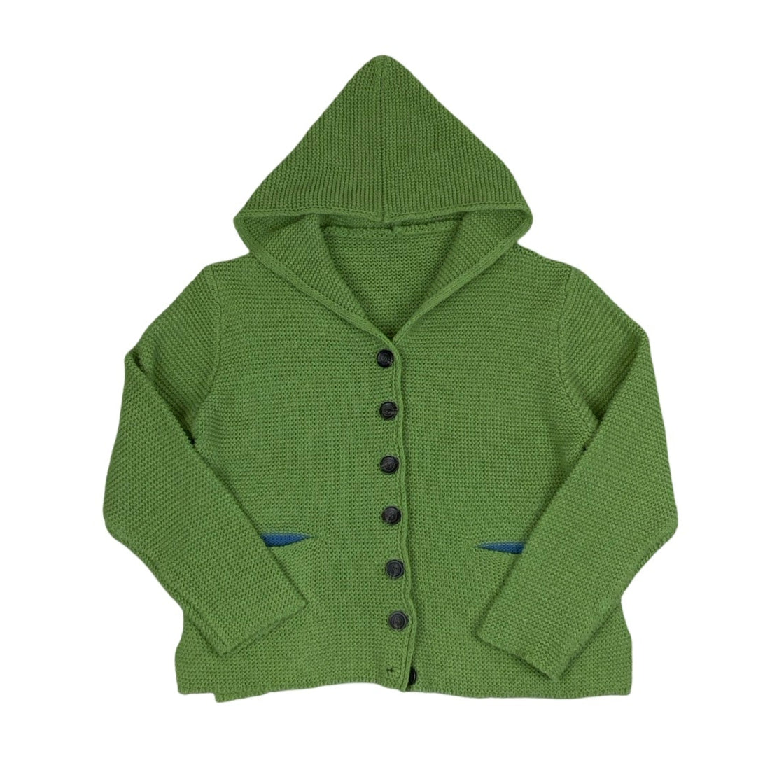 Vintage 80s 90s Green Hooded Oversized Cardigan 12 14 16