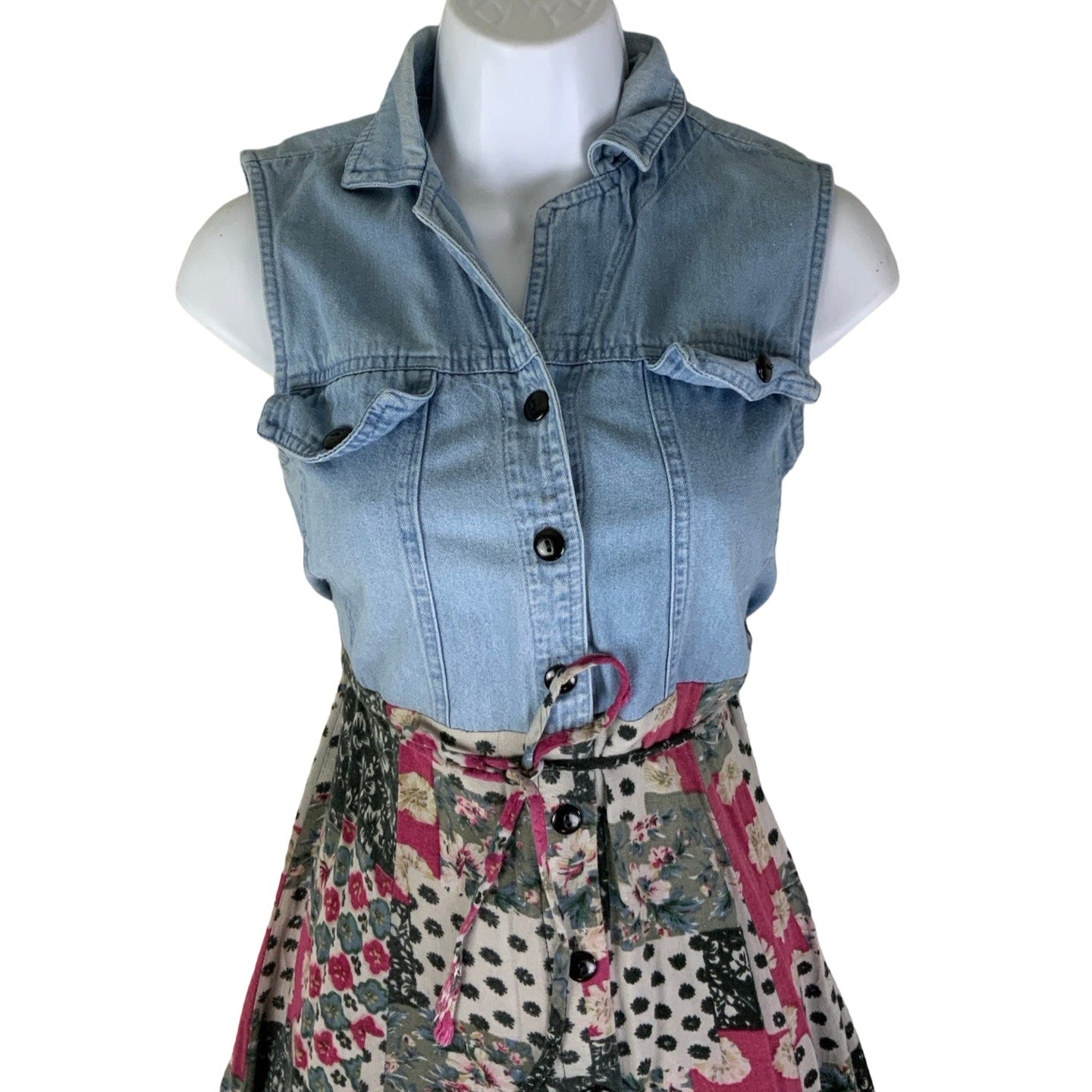 Vintage 90s Y2K ‘Lela Collection’ Patchwork Floral Midi Sleeveless Summer Shirt
