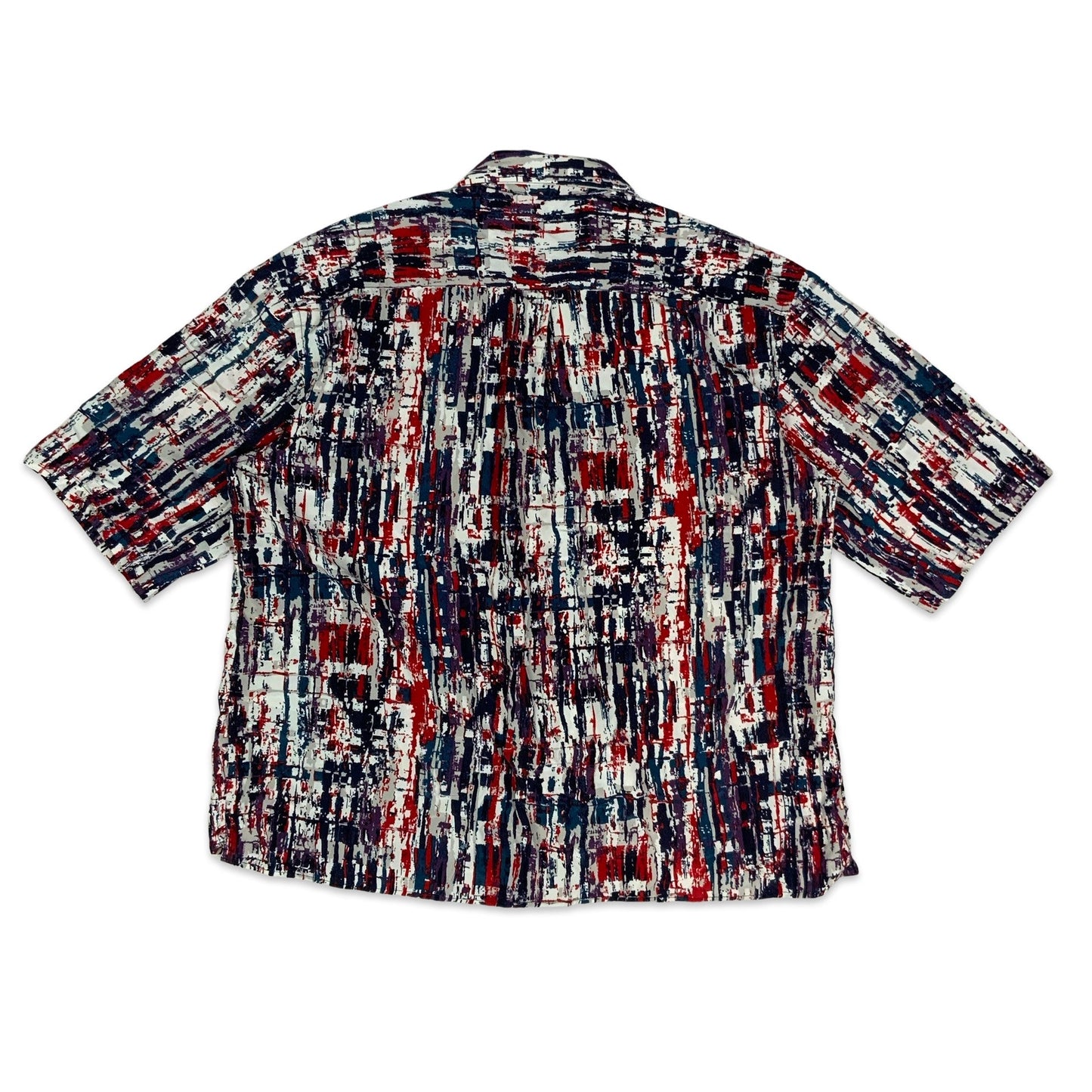 Vintage White Red & Blue Print Shirt S M