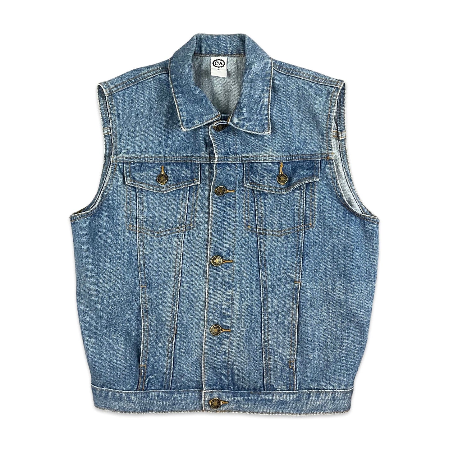 Vintage 90s Light Denim Gilet Waistcoat Jacket 10 12