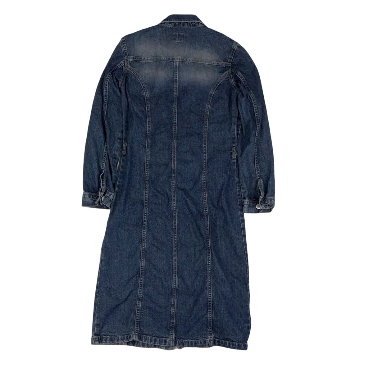 Vintage 90s 00s Y2K Miss Sixty Distressed Denim Midi Shirt Dress 8 10 XS