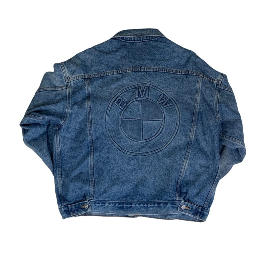 Vintage 90s BMW Biker Denim Jacket XL 2XL
