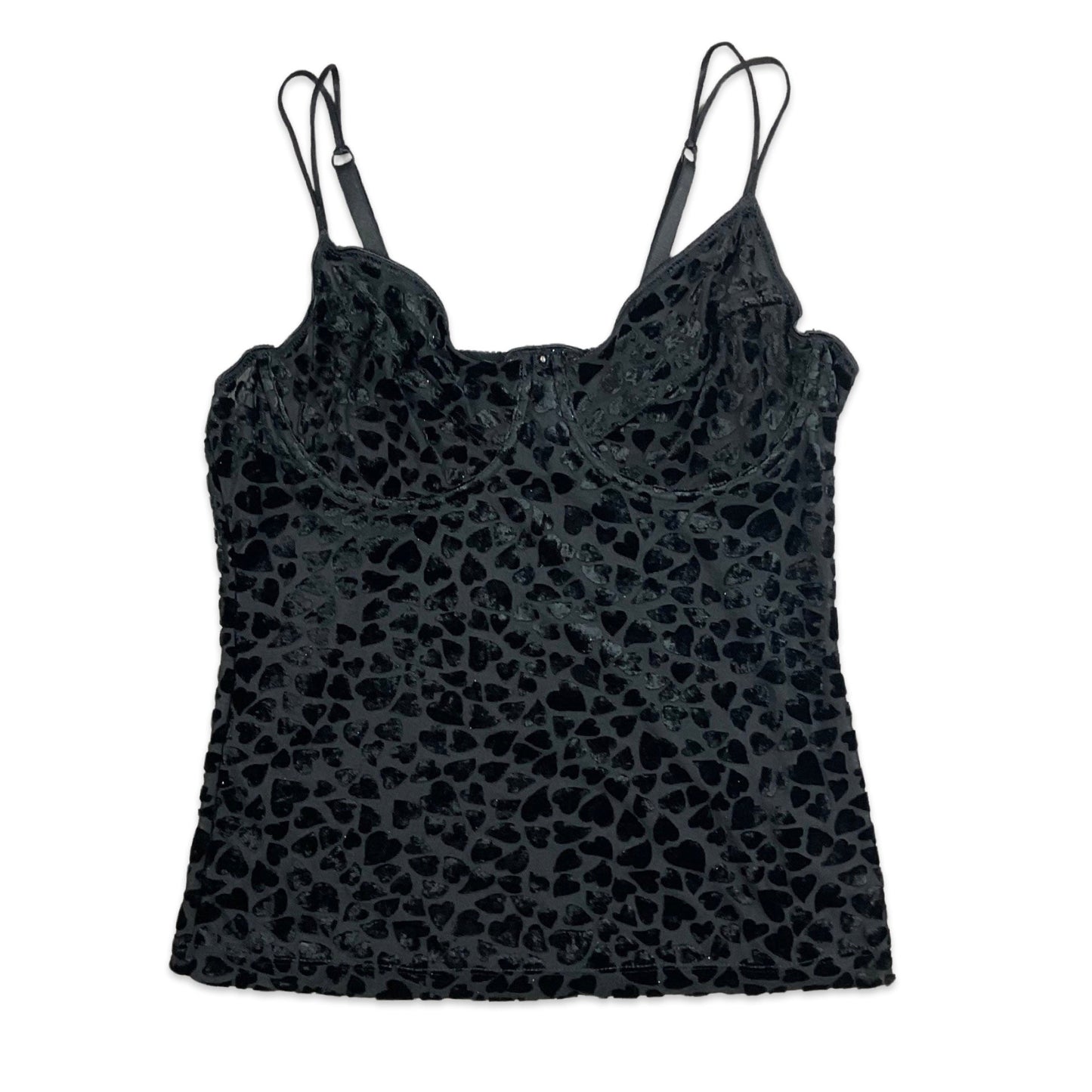 90s Black Velvet Heart Pattern Bustier Top 10 12