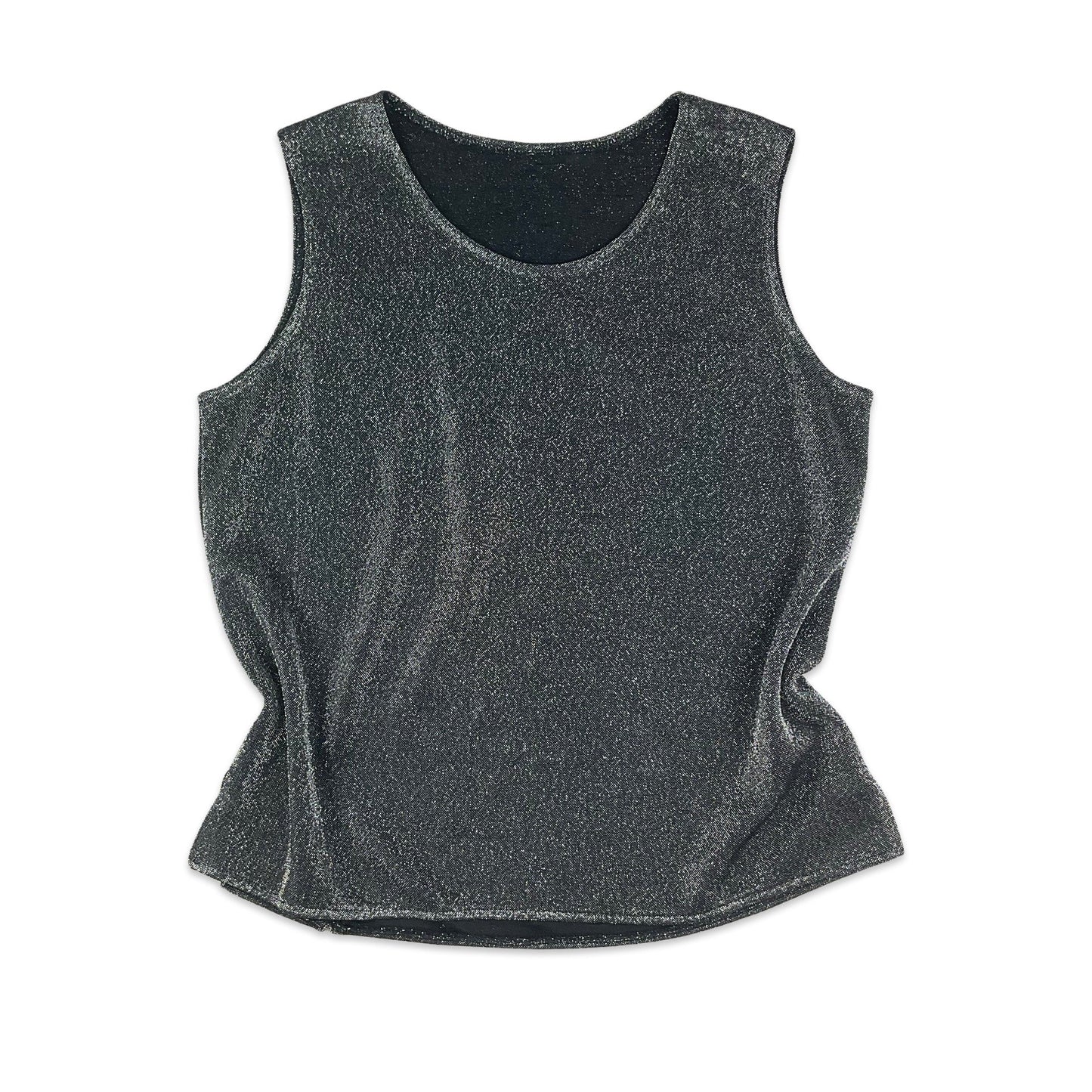 90s Black & Silver Sheer Top 8 10 12