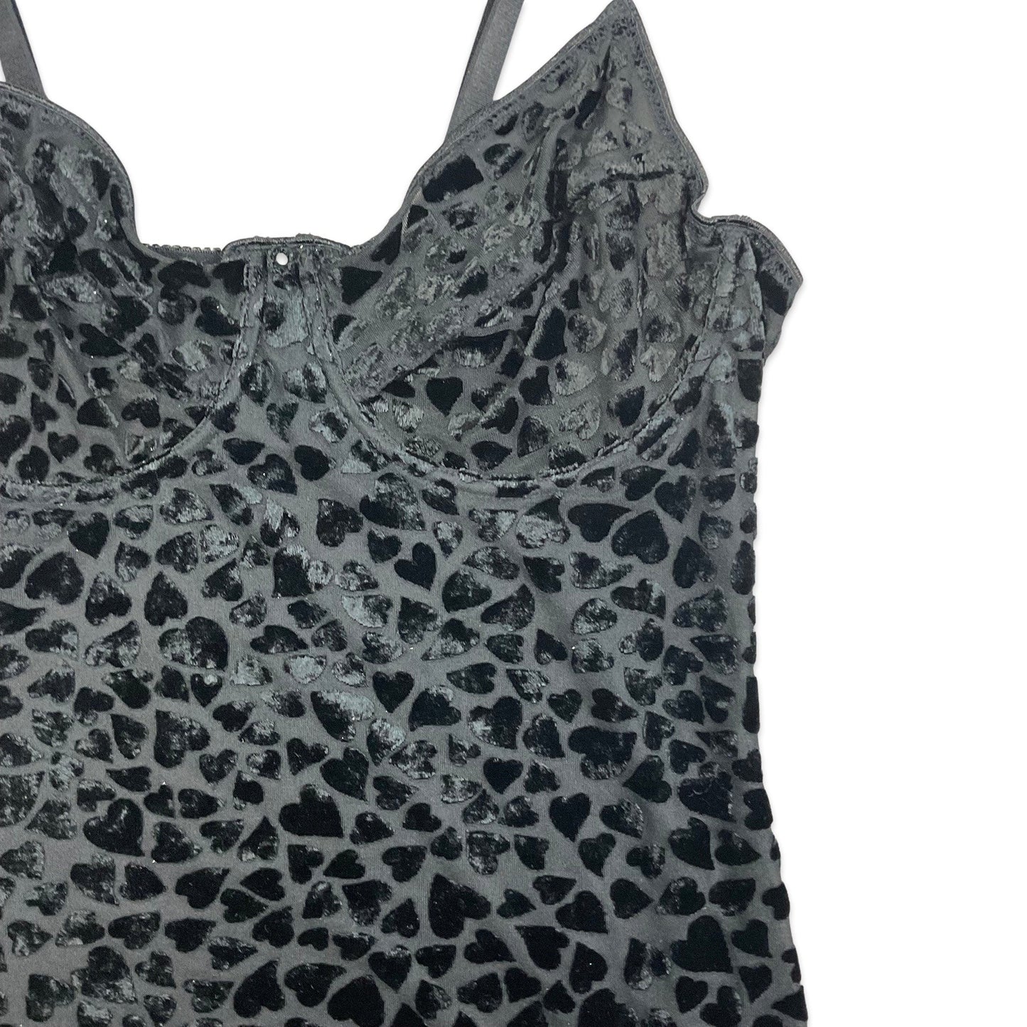 90s Black Velvet Heart Pattern Bustier Top 10 12