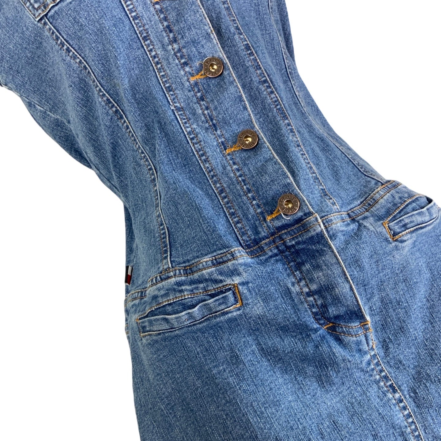 Vintage 90s Y2K Tommy Hilfiger Jeans Denim Mini Summer Dress XS 6
