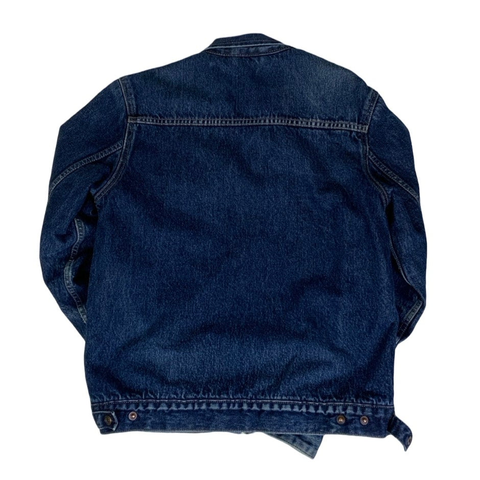 Vintage 00s Y2k Levi Strauss & Co Green Fleece Lined Sherpa Zip-Up Denim Jacket