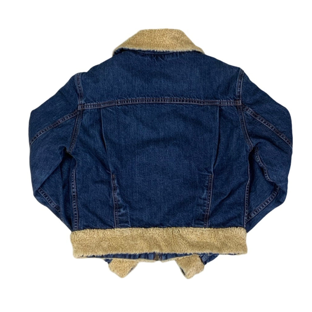Vintage 80s Levi's 'for girls' Sherpa Zip-Up Denim Jacket 12 S M