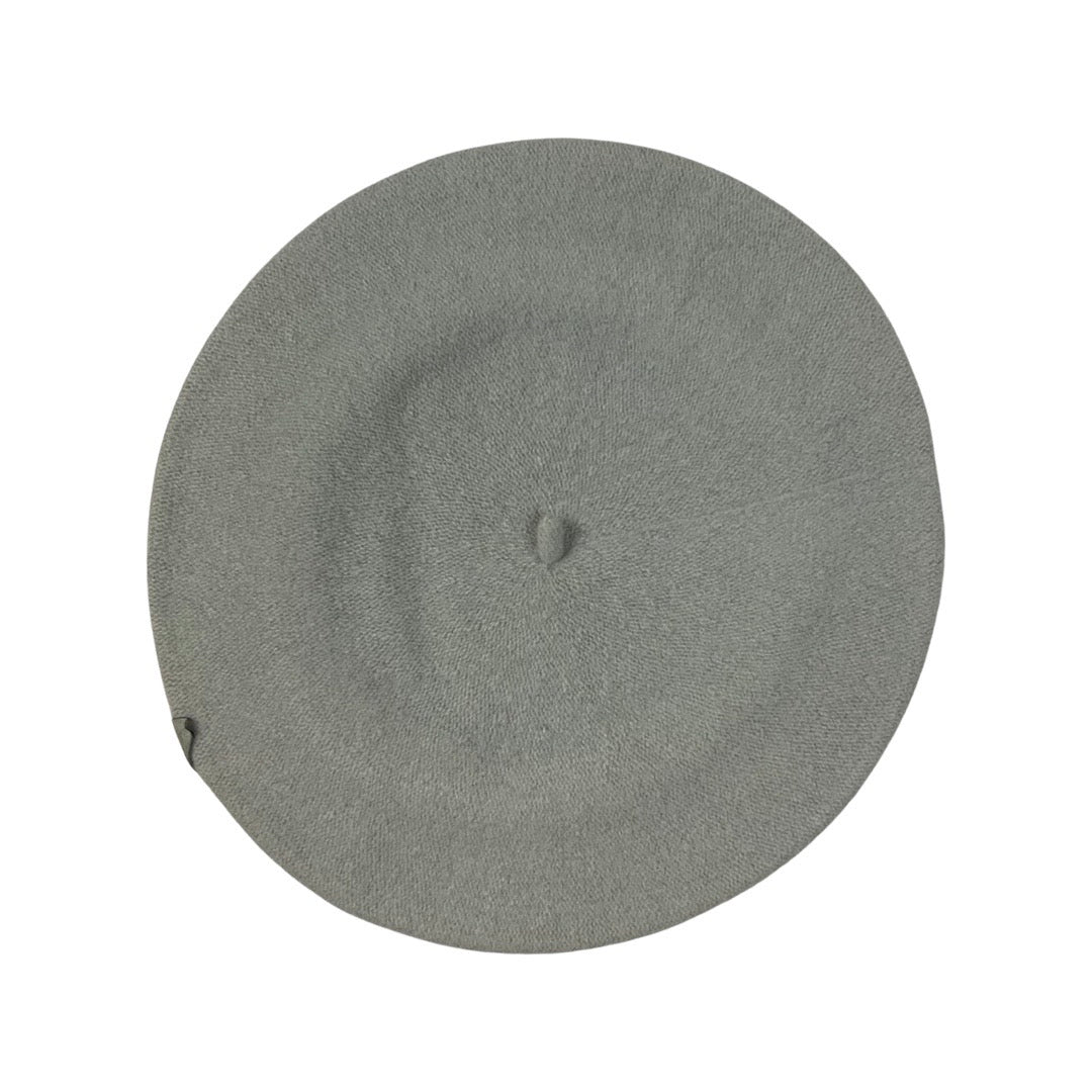 Vintage Grey Leather Flowers Beret