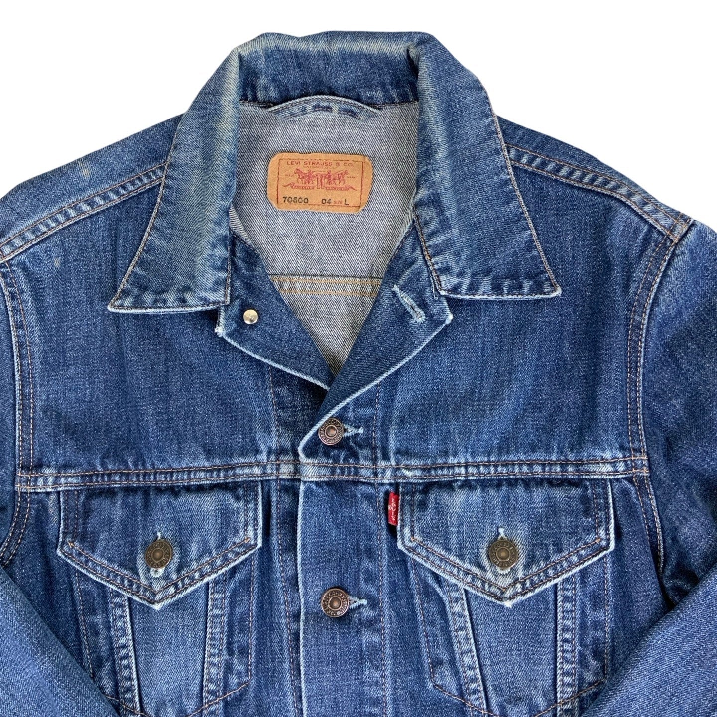 Vintage 70s 80s (70500) Small e Red Tab Levis Denim Trucker Jacket S M