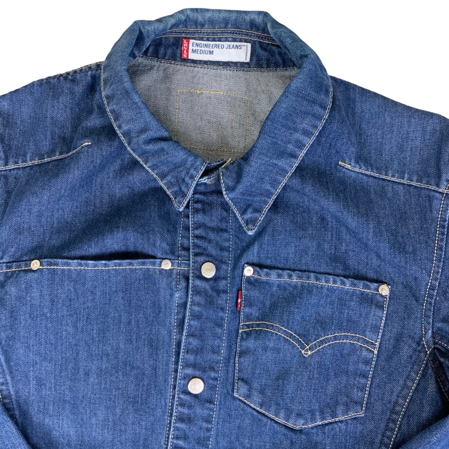 Vintage 90s Levi's Engineered Jeans Pop Button Denim Lightweight Shirt Jacket S