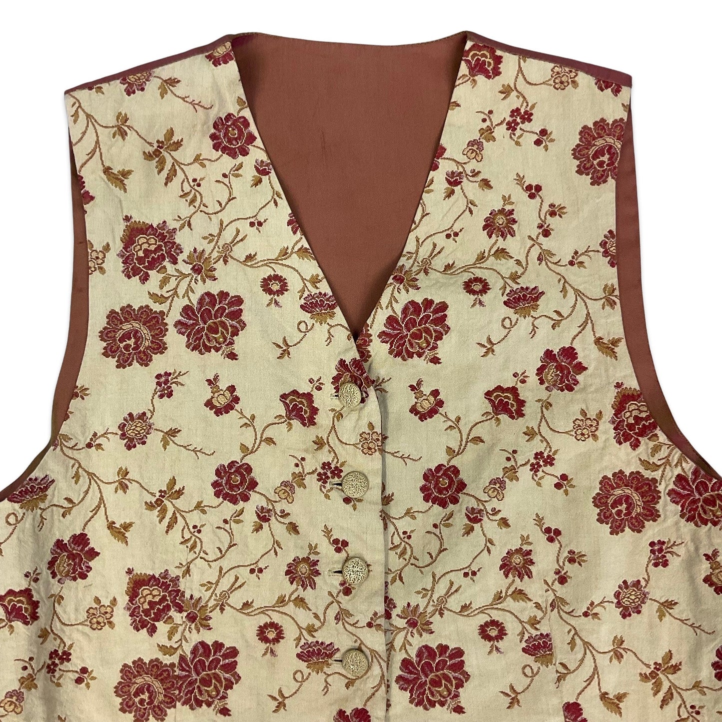 Vintage Orange & Cream Floral Waistcoat 12
