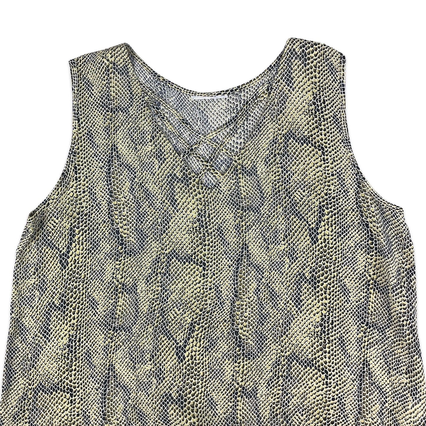 90s Y2K Green & Black Snake Print Vest Top 8 10 12 14 16