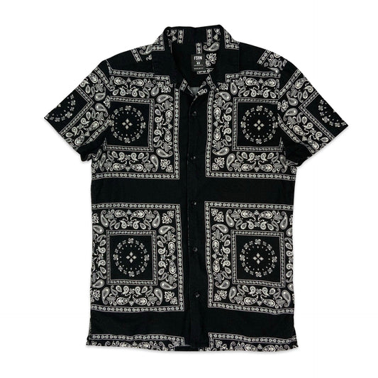 Y2K Black & White Paisley Shirt S