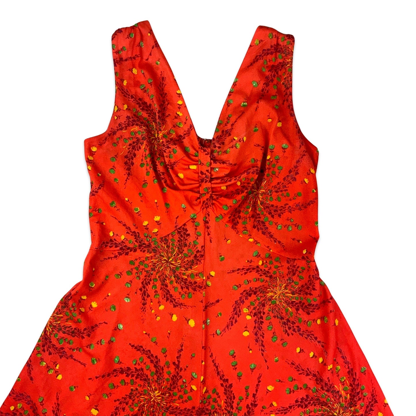 Vintage Orange Floral Summer Dress 6 8 10