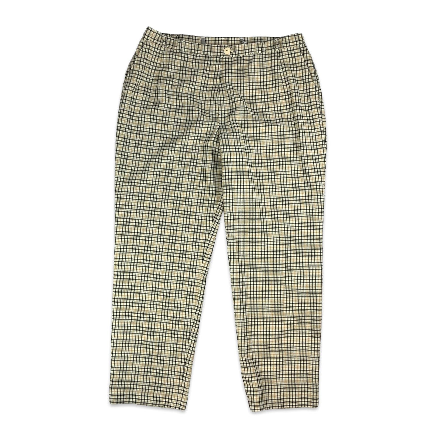 Vintage Beige & Black Tartan Trouser 12 14 16 18