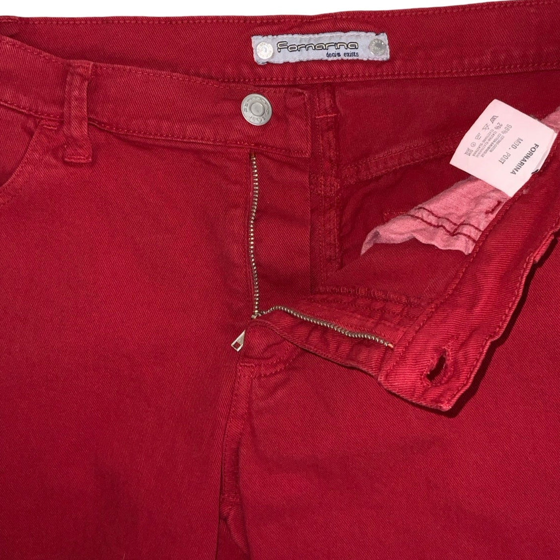 Vintage 70s 80s ‘Fornarina’ High Waisted Red Denim Flared Jeans 10 12