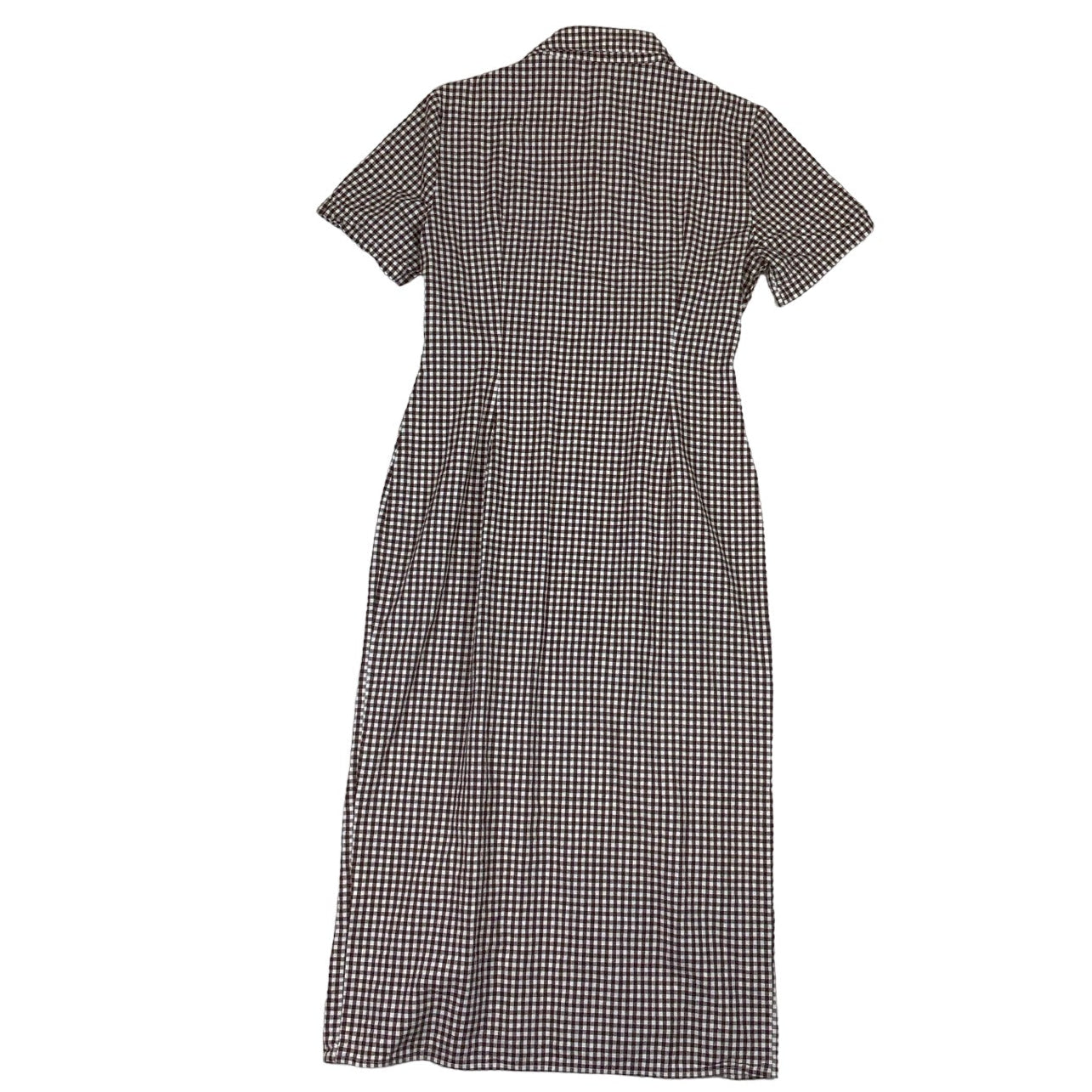 Vintage 90s Y2K Brown White Check Maxi Summer Dress 10 12