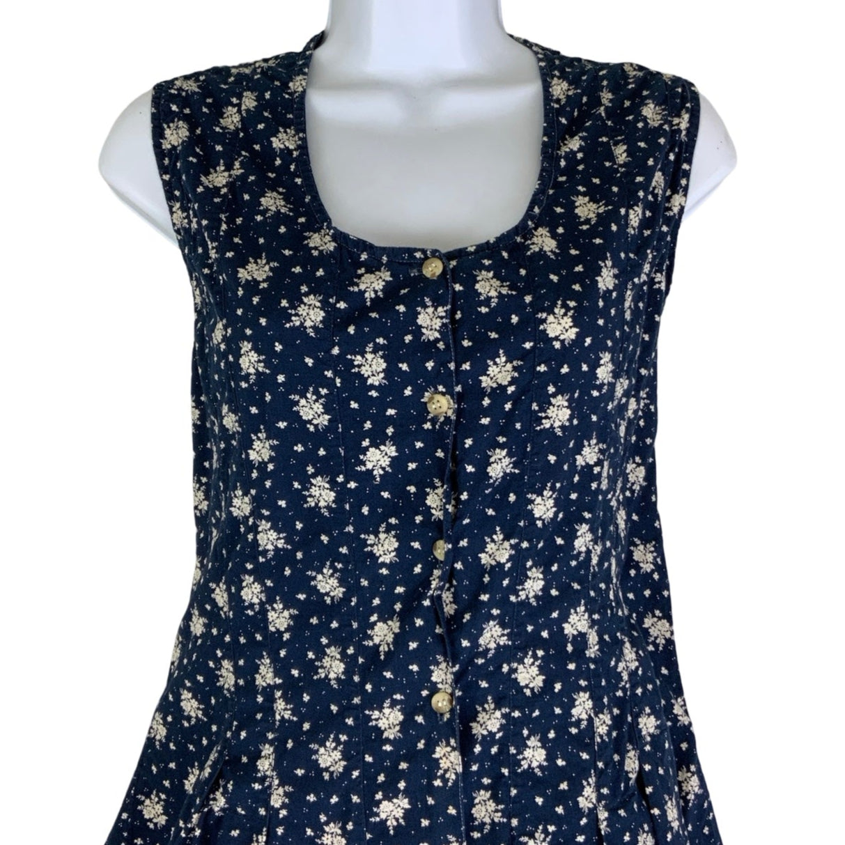Vintage 90s Y2k ‘H&M Hennes’ Blue White Floral Sleeveless Summer Maxi Dress 12 14 16
