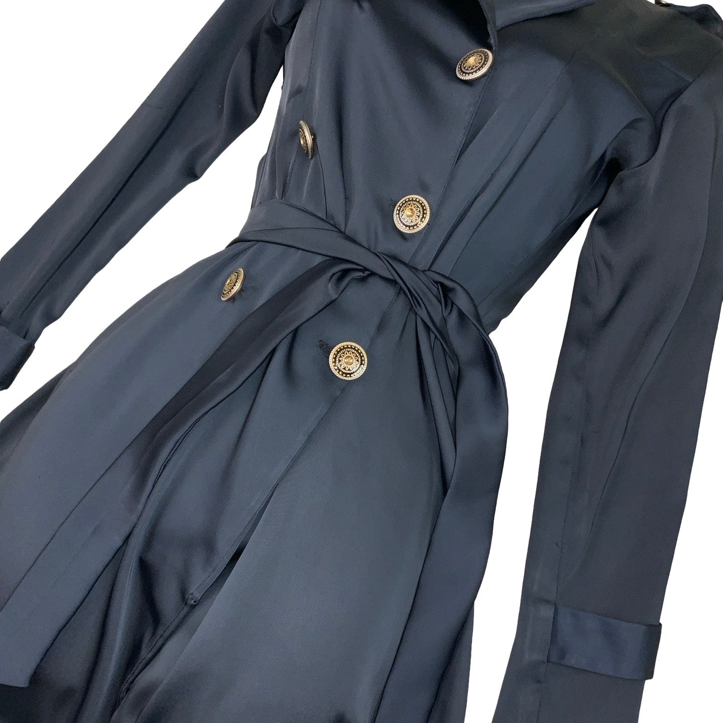 Vintage 90s Navy Blue Military Style Mini Day Dress XS 6