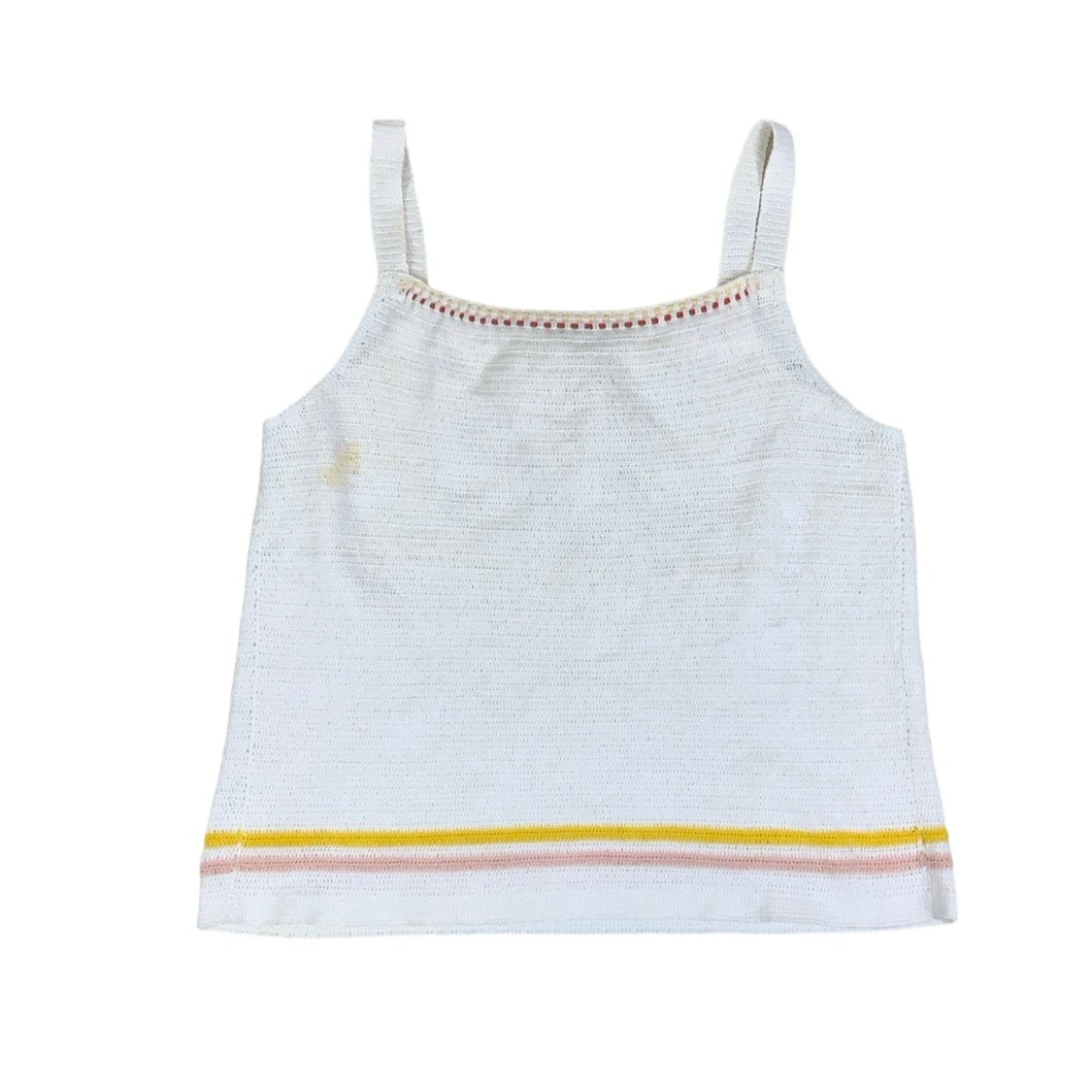 Vintage 90s Y2K White Yellow Orange Tank Top UK 8 10