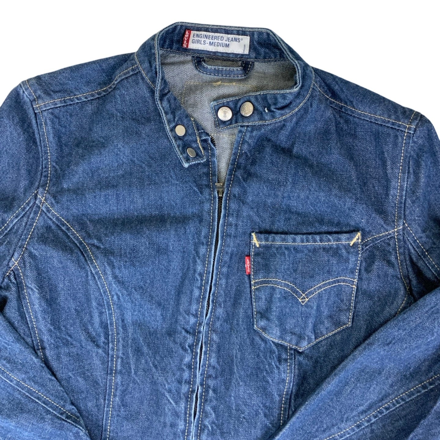 Vintage 90s Levis Engineered Jeans Zip-Up Denim Jacket 8 10