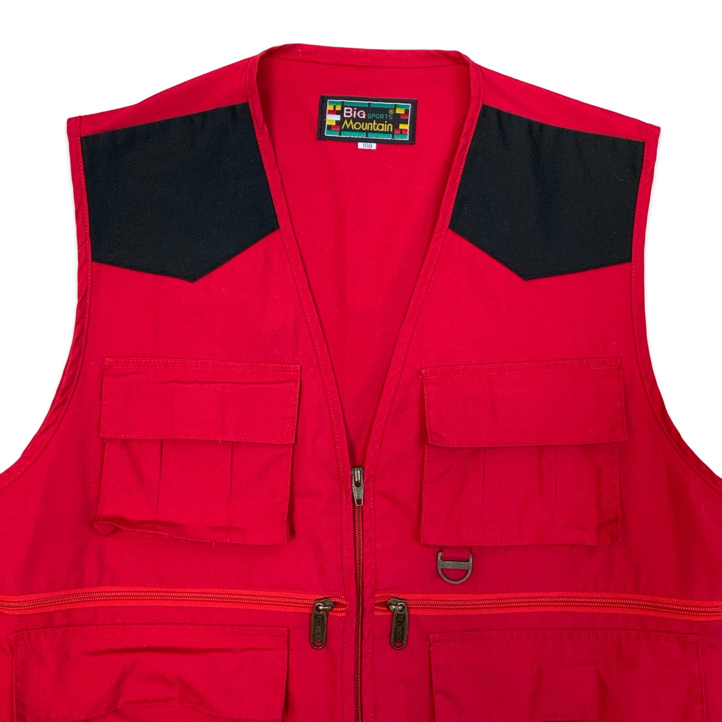 Red Utility Fisherman Cargo Gilet Vest S M