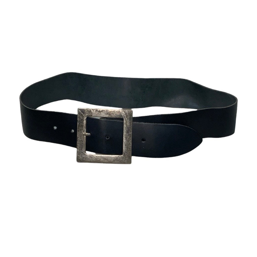Vintage 90s 00s Black Leather Square Buckle Belt
