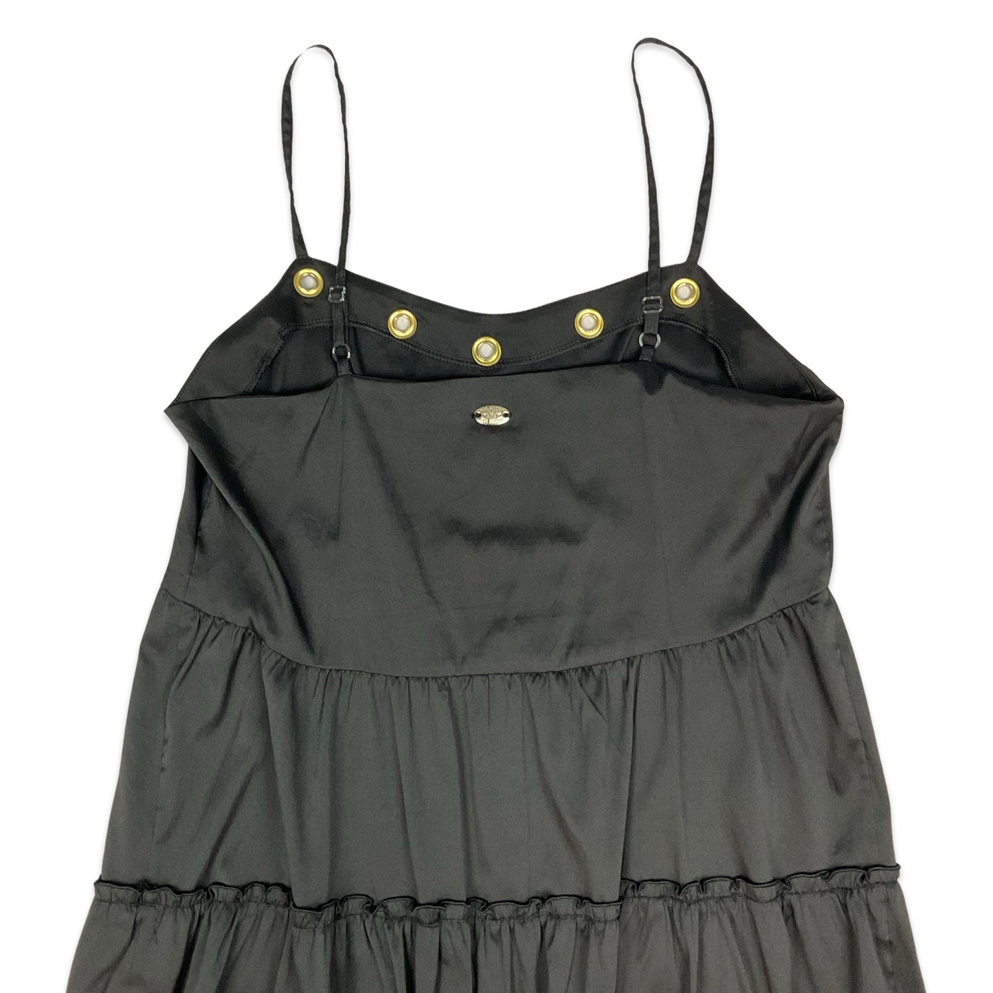 Preloved Black Tiered Pleated Maxi Dress 10 12