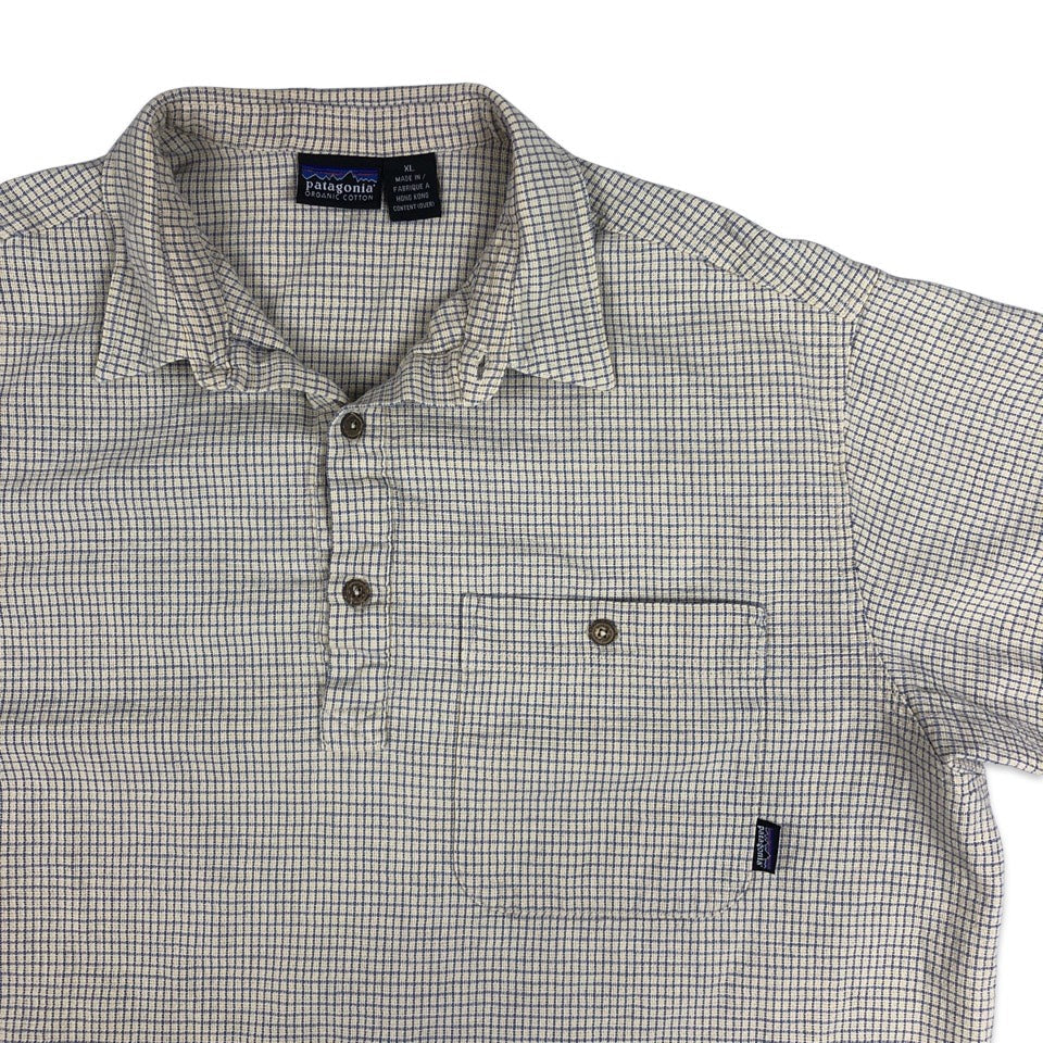 Vintage Y2K Preloved Patagonia Checked Beige Polo Shirt XL