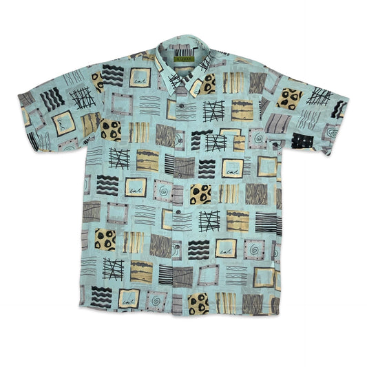 Vintage Sheer Baby Blue Print Shirt S M