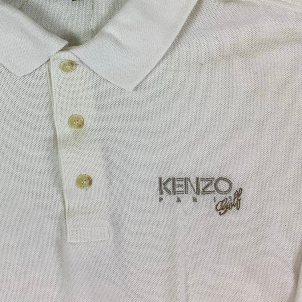 Vintage 90s Kenzo White Polo T-Shirt M