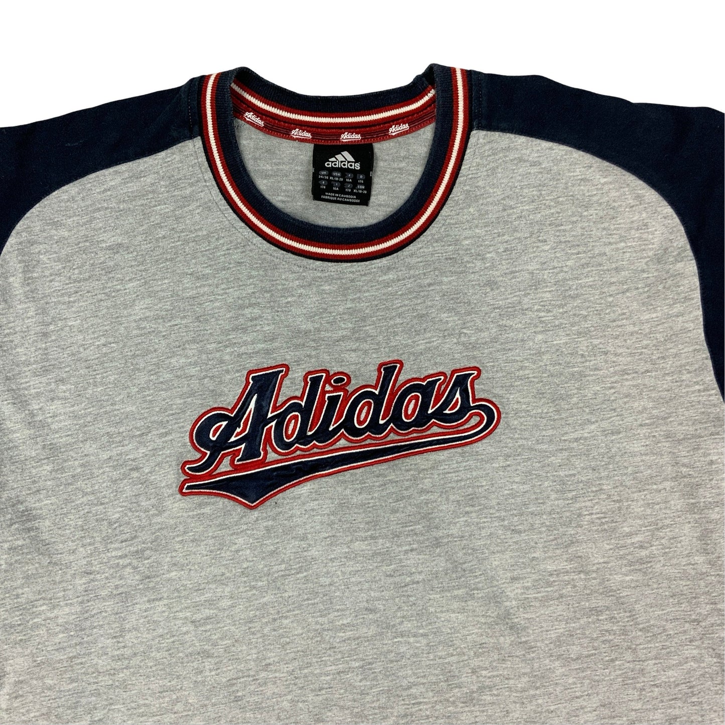 Y2K Navy Grey & Red Adidas Tee M