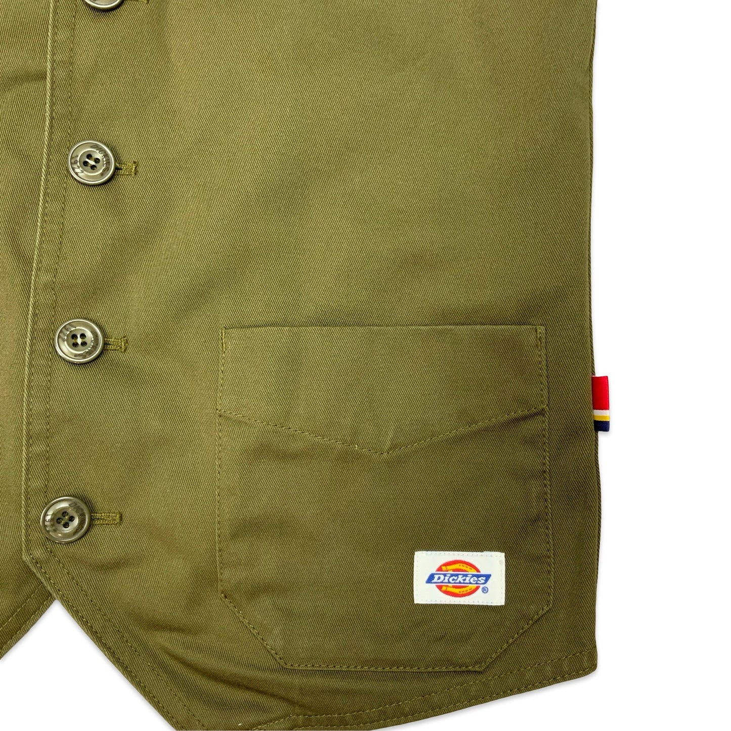 Vintage Dickies Green Utility Workwear Waistcoat Pockets XS S