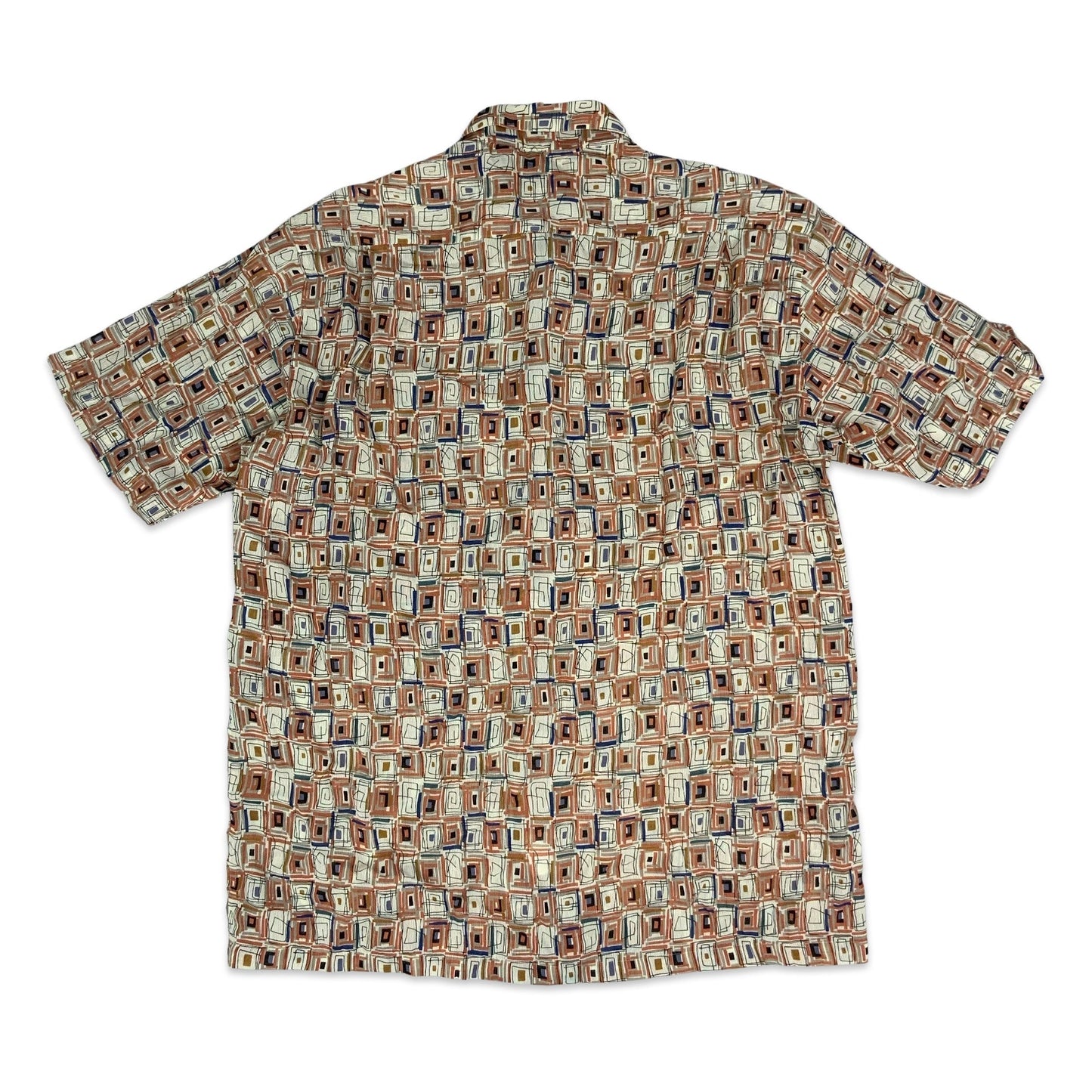 Vintage Orange & White Geometric Print Shirt M