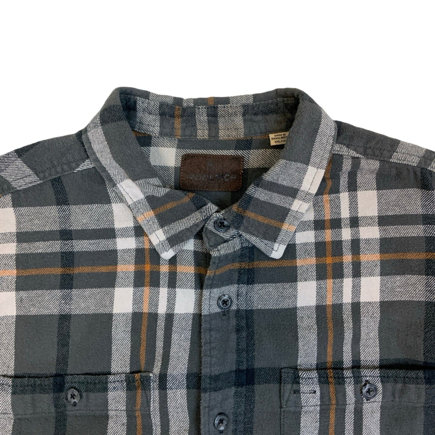 Y2K Woolrich Grey & Orange Plaid Flannel Shirt XXL