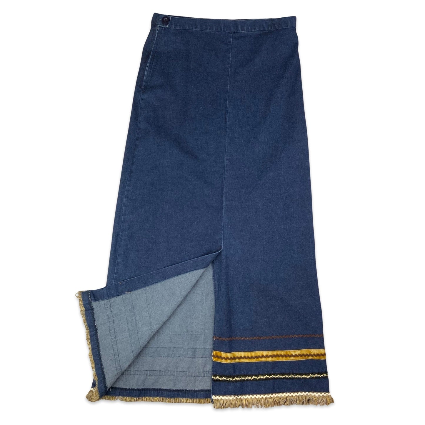90s Dark Denim Maxi Skirt 8 10 12