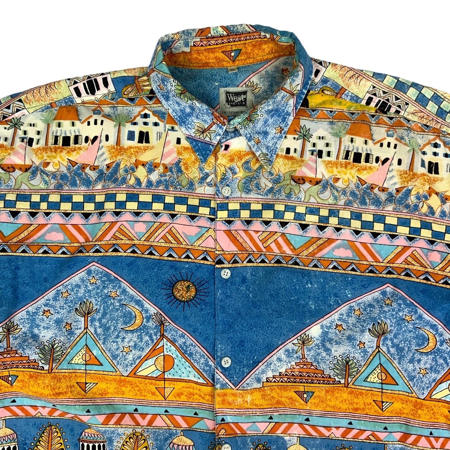 80s Abstract Print Shirt XL