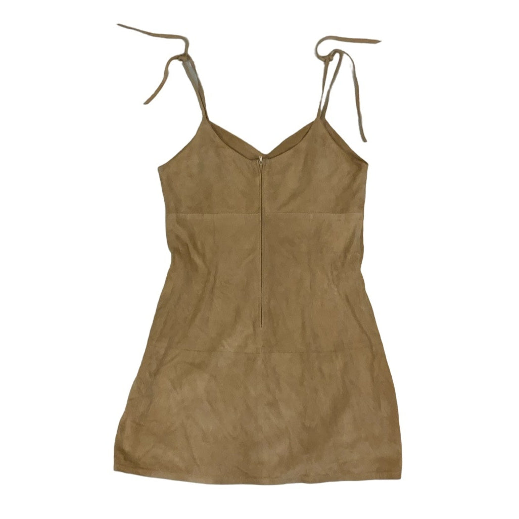 Vintage 90s Y2k ‘Air Boat’ Beige Suede Strappy Mini Dress 10 12