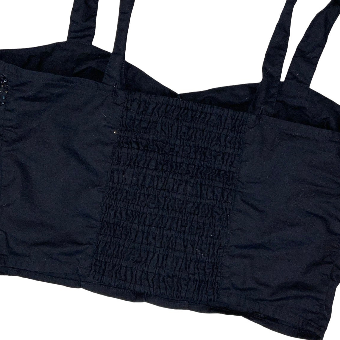 Vintage 90s Y2K ‘Best Connections’ Black Beaded Sequin Crop Tank Top 6 XS