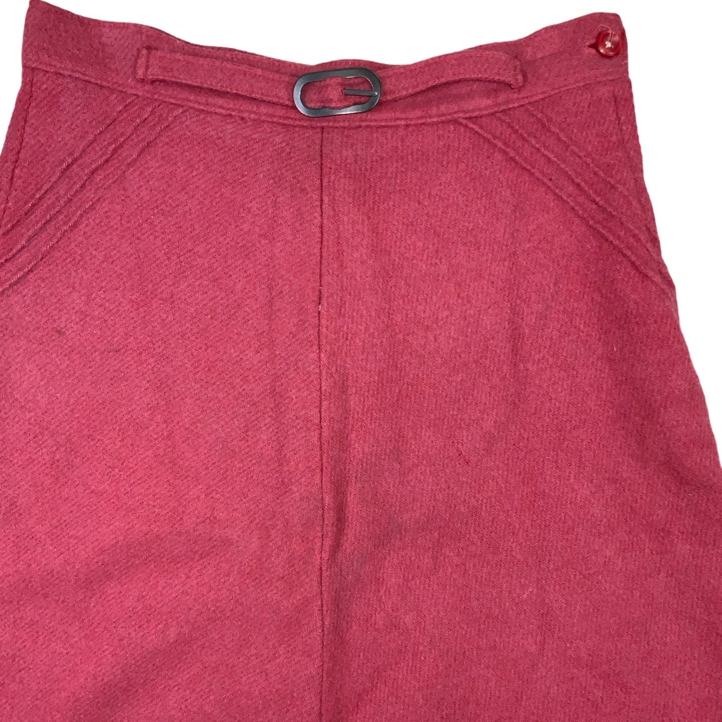 Vintage 60s 70s Red Wool Midi Skirt S 10 12