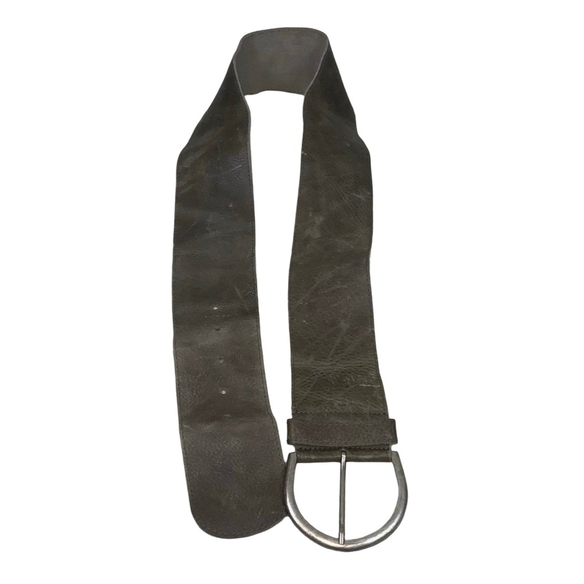 Vintage 90s ‘Petrol’ Thick Grey Suede (75002) Leather Silver Buckle Belt
