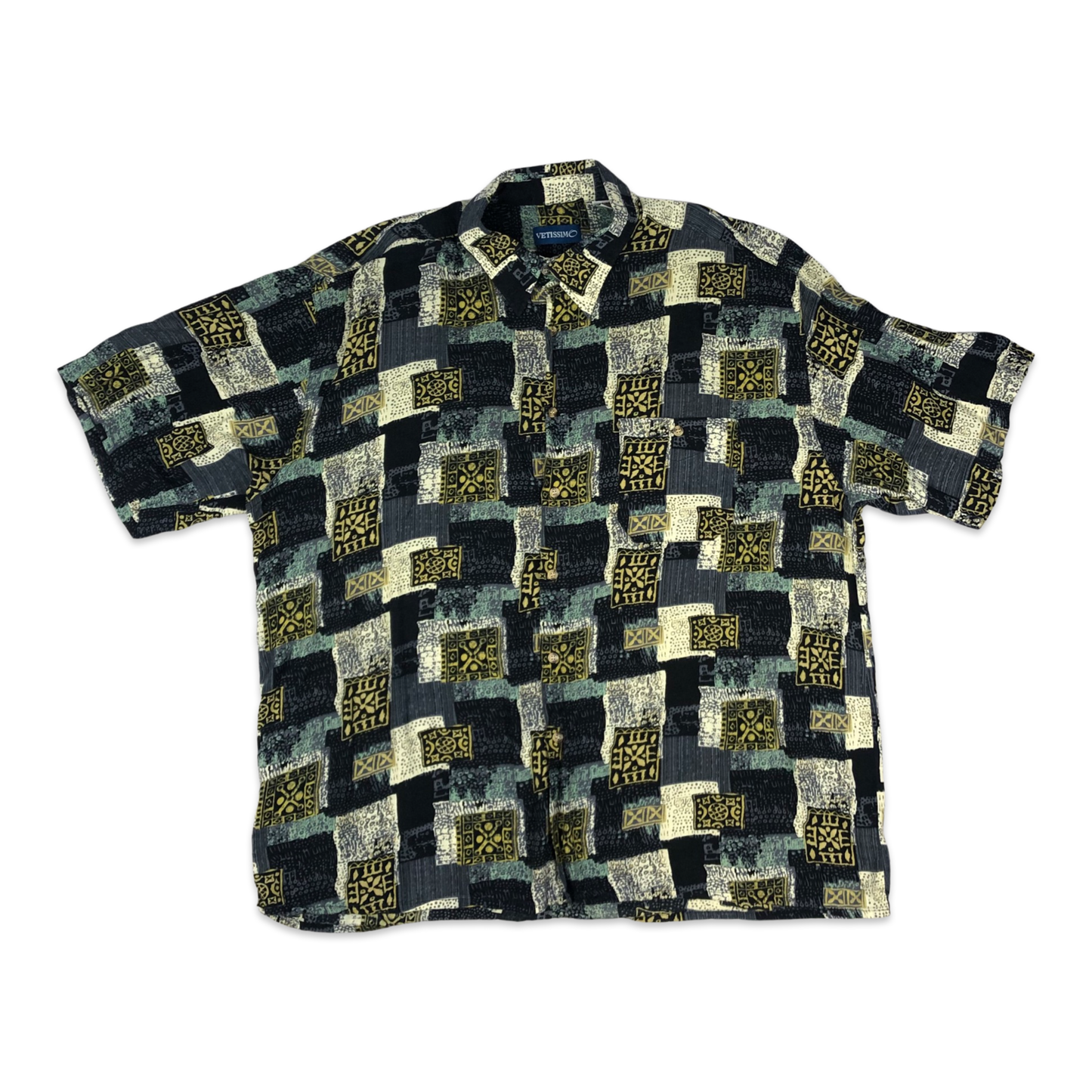 Vintage Abstract Print Viscose Shirt 3XL
