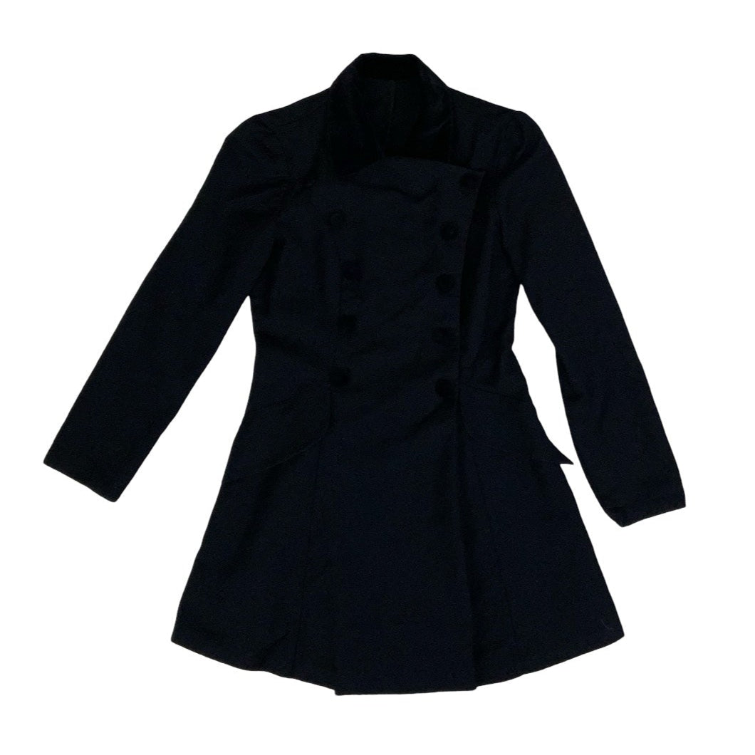 Vintage Black Double Breasted Gothic Wool Duster Blazer Coat 8 10 XS S