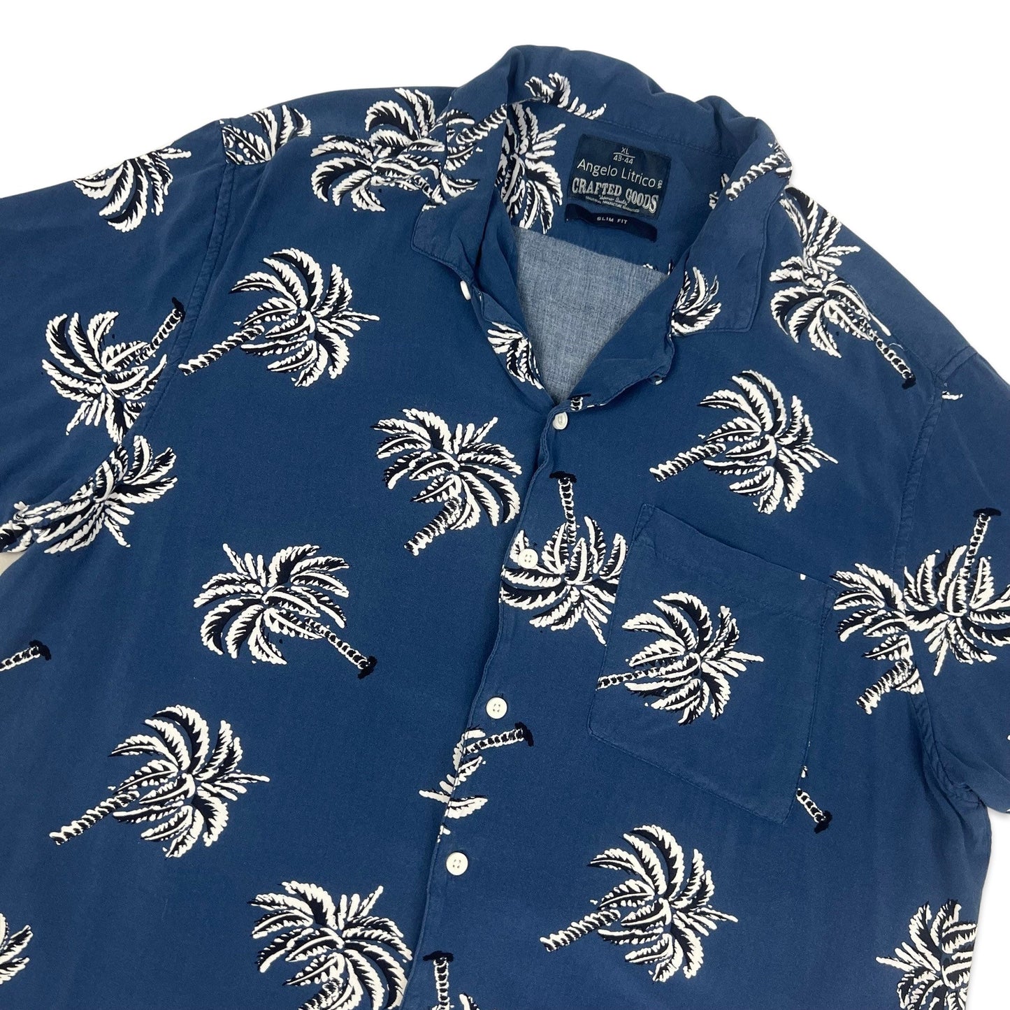 Angelo Litrico Blue Palm Tree Print Shirt L XL