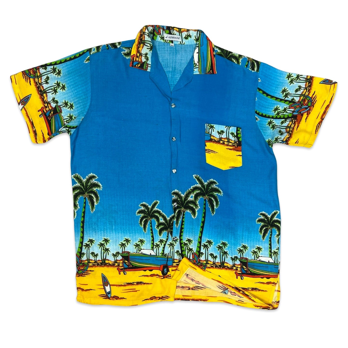 Vintage 'Adriani' Beach Print Hawaiian Shirt L XL