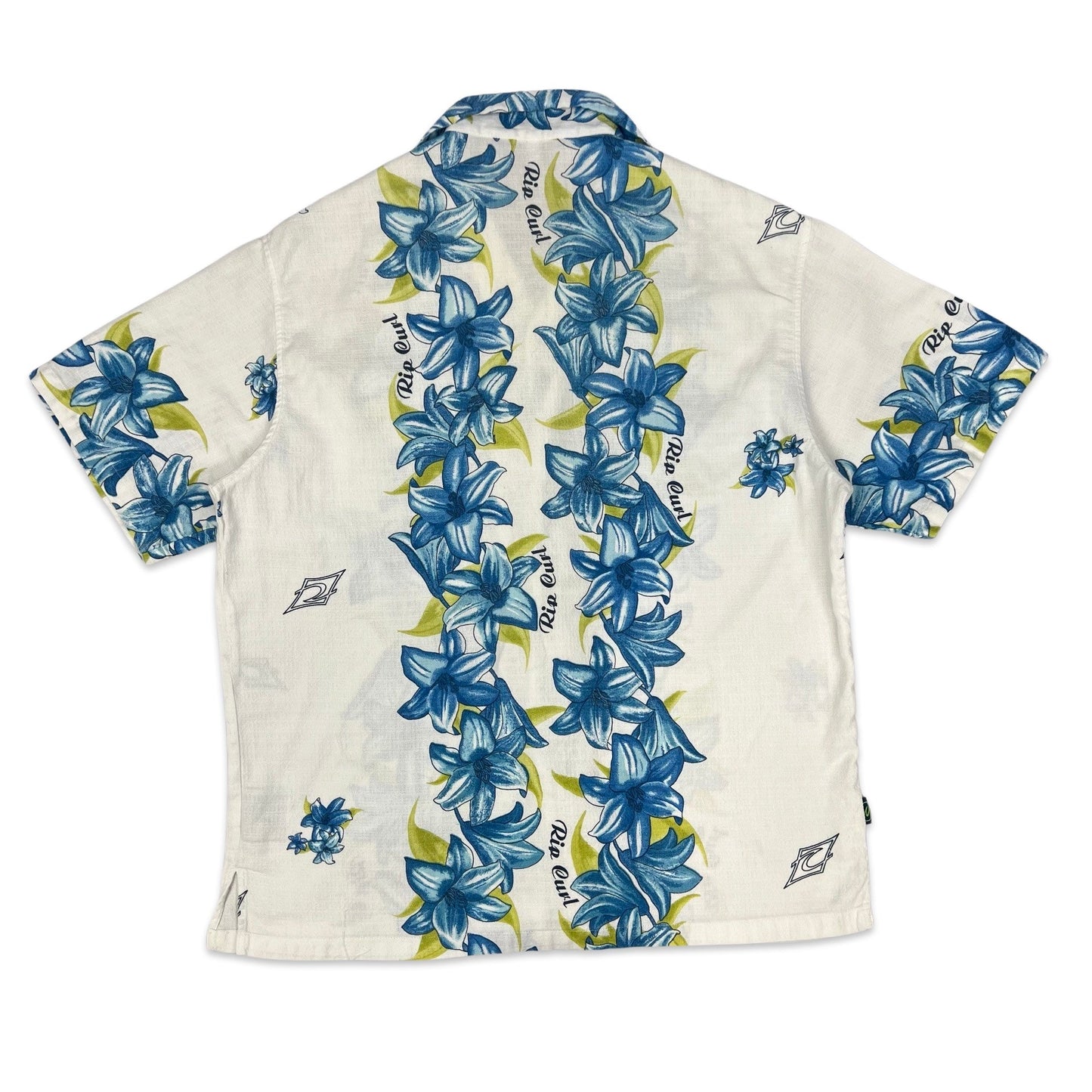 Vintage Rip Curl White & Blue Hawaiian Shirt M L