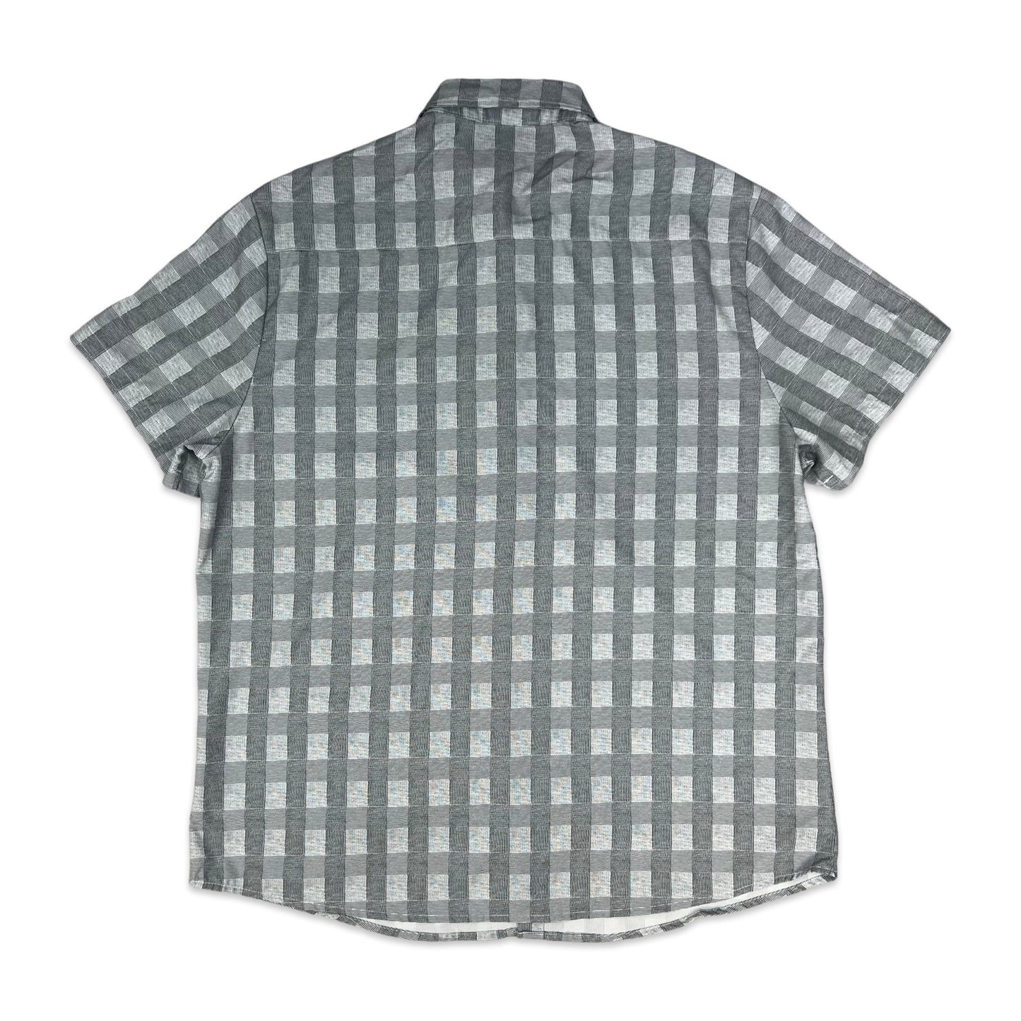Vintage Grey & Black Checked Short Sleeve Shirt M L