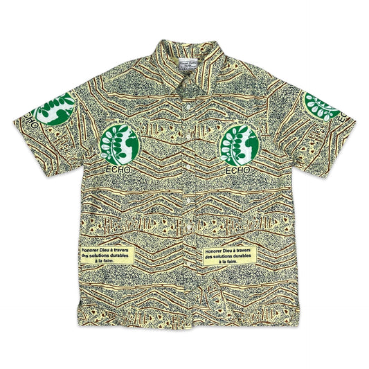Vintage Beige Brown & Green Education Concerns for Hunger Organization Shirt M L