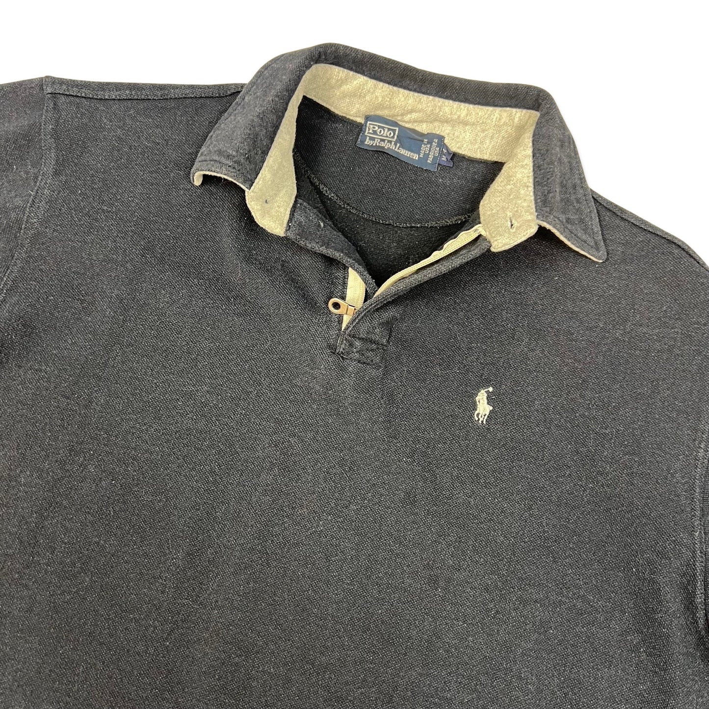 Vintage 90s Ralph Lauren Navy Collared Sweatshirt Polo Large